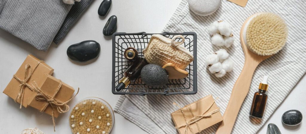 Boite avec des produits naturels pour le bien-être