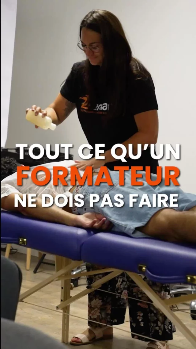 Pendant la semaine formateurs, notre formatrice Aline (@athletique.massage) nous a montré… ce qu’un formateur ne doit surtout pas faire en atelier durant la semaine formateurs (on vous promet qu'elle n'est pas comme ça pendant une vrai formation) ! 👀#formation #massage #funlearning