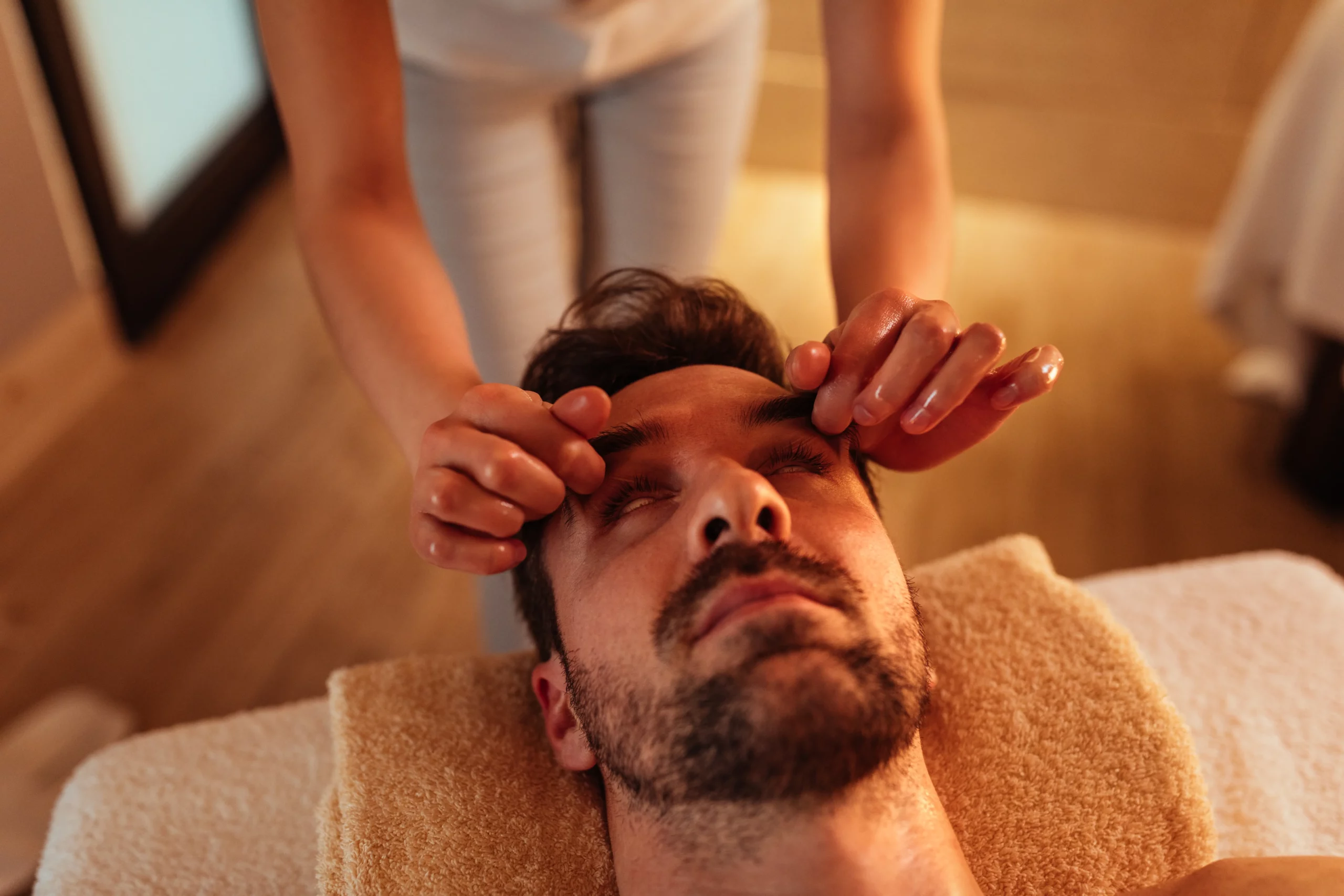 yeux ouverts pendant le massage